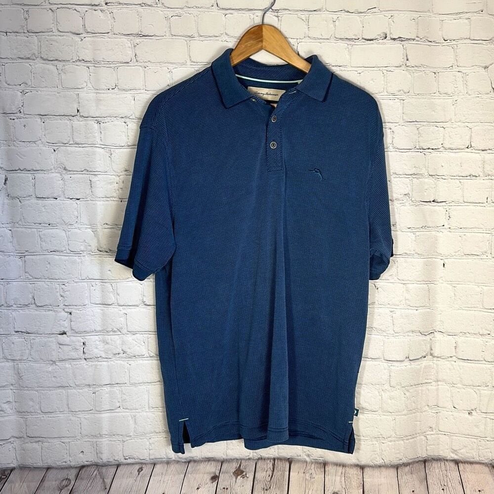 Tommy Bahama Blue All Square Polo Golf Shirt Mens L Modal Stretch T22043